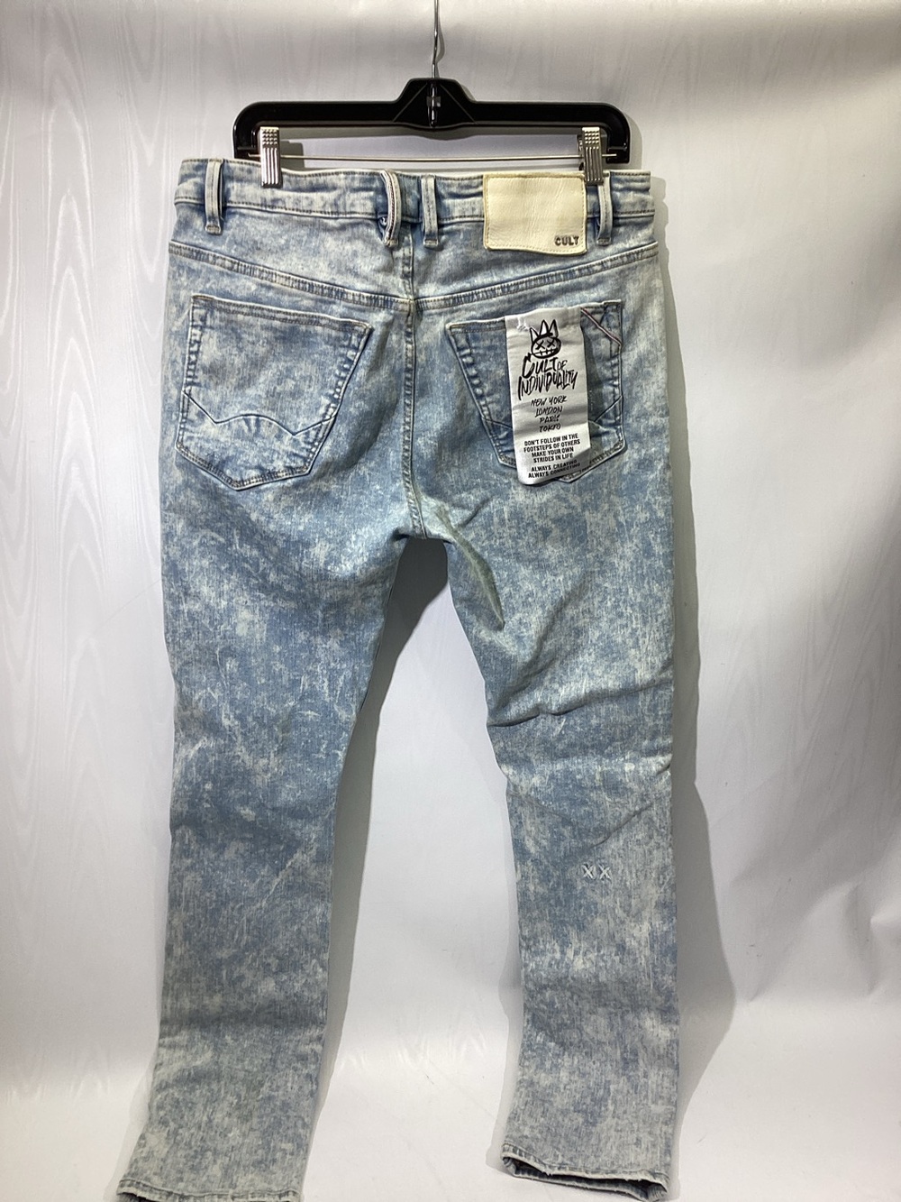 Cult of Individuality Punk Super Skinny Jeans 36 x 32 Distressed Light Wash EUC